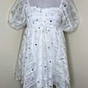 NWT BaeVely Babydoll Dress SMALL White Embroidered Mini Tulle Smocked Fairycore Photo 0