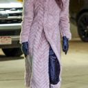 Balenciaga  faux fur round shoulder fitted coat in beige seen on Kendall Jenner Photo 3