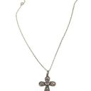 Vintage 18.5" 925 Sterling Silver Cross Dainty Necklace with Amethyst Stone Purple Photo 0