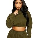 Naked Wardrobe NWOT  Olive Green Cropped Hoodie Size LARGE Photo 0