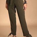 Lulus  Olive Green Outstanding Effort Cotton Blend Paperbag Waist Trouser Pants Photo 1