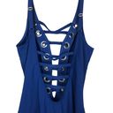 Bleu Rod Beattie  Swimsuit Sz 10 One Piece Blue Strappy Lace Up Beach Photo 2