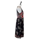 Loft Midi Dress Halter Neck Blouson Tie Waist Chiffon Black Red Women’s Large Photo 2