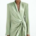 ZARA NWT  GREEN KNOTTED SATIN EFFECT BLAZER 7668/527. Size large. Photo 3