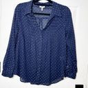 Joie  Marvella Navy Blue White Textured Polka Dot Pleated Button Down Size S Photo 1