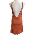 Free People  Slipping Away Mini Dress Ginger Spice V Neck Knit Womens Size L New Photo 7