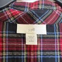 J.Jill  Plaid Buttoned Tied Blouse Size Large Petite Cotton Blend Photo 4