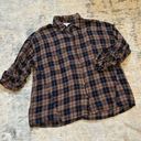 Max Studio Brown & Blue Long Sleeve Flannel Button Down Shirt Size L Photo 0