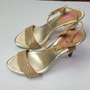 Isaac Mizrahi  Isbelle Gold and Tan High Heel Sandals Size 9.5 Photo 6