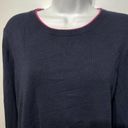 DKNY  navy blue pink trim pullover sweater Womens Size L Photo 3