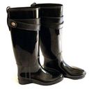 Coach Trisha II Turnlock Rain Patent Rubber Black Shiny Boots Gardener 7 Photo 0