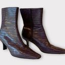 Nine West  Vintage Y2K Maximalist Purple Croc Embossed Square Toe Booties SZ 8. Photo 0