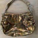 Butter Soft Leather Shoulder Bag Purse Metallic Gold  Leather Inside Pristine EUC Photo 2