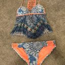 OP   blue floral Bikini swinsuit size M 7-9 Photo 0