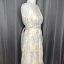 LULU’S CREAM & BLUE LAYERED V NECK SUNDRESS SMALL New Photo 2