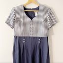 One Piece DBY Vintage 90s Jumpsuit Size 11 Navy Gingham Plaid Photo 0