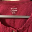 Cabela's Womens Red Cabela’s 5-Button Long Sleeved Henley Pullover Size Medium Photo 1