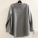 Joan Rivers Black white gingham button up down long sleeve oversize shirt blouse priest neckline cuffed sleeves Measurement in pics, excellent condition Photo 1