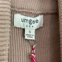 Umgee NWT  Women’s Drawstring Neckline Cowl Neck Off Shoulder Sweater Tan Small Photo 7