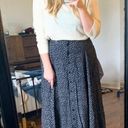 Vintage Blue Navy/Cream Front Button Midi Skirt Photo 0