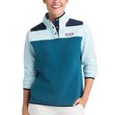 Vineyard Vines  Color Block Fleece Snap Shep Shirt Teal Blue Photo 0