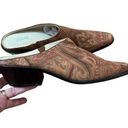 J.Jill Vintage  Brown Paisley Print Stacked Low Heel Suede Western Mules Size 7M Photo 0