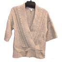 Banana Republic Wool Blend V Neck Cable Knit Faux Wrap Short Sleeve Tan Brown S Photo 0