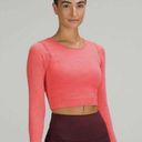 Lululemon  Ebb to Street Long Sleeve Top Pale Raspberry Cropped Padded Size 8 Photo 0