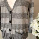 Joie 3/4 Sleeve Button Front VNeck Striped Cardigan Grey Size XS Photo 1