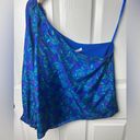 Veronica Beard  Blue Silk Cobalt Floral One Shoulder Lyric Relaxed Fit Blouse 2 Photo 2