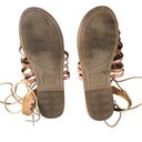 American Eagle Leather Lace Up Flat Sandal Sz. 9 Brown Festival Strappy Boho Photo 4