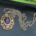 Caravelle Vintage Caravellle Pendant Watch Double Sided Ornate Cabochon 24” Necklace WORKS Photo 12