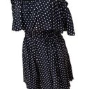 Jason Wu  GREY Navy and White Polka Dot Off Shoulder Ruffle Fit and Flare Dress S Photo 4