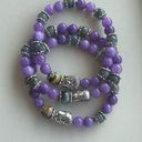 Dream tiger eye Buddha head labradorite kunzite ONE NEW stretch bracelet hand cr Purple Photo 6