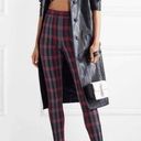 Alexander Wang T by  Grey and Red Plaid Fitted Zip Leggings Pants Size 2 Photo 0