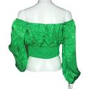 J.O.A. AFRM Women's Top Fem Green Satin Long Sleeve Crop Top Revolve Size Small Photo 4