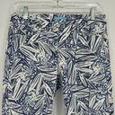 J. McLaughlin  Lexi Jean Mid Rise Slim Leg Blue White Leaf Print Women’s Size 6 Photo 1