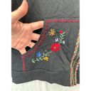 Jason Maxwell  Womens Full Zip Hoodie Vtg Sz M Black Embroidered Floral JW Vibes Photo 2