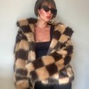 Beige Botany Checkered Fur Coat  Photo 1