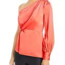 Cinq à Sept Cinq a Sept Women’s Stace One Shoulder Silk Top in Neon Coral Size Medium Photo 0