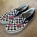 Vans Women’s Size 7 Black and White Checkered Floral Slip On  Photo 2