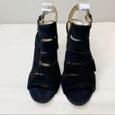 Isola  Black Strappy Suede Peep Toe Heel Sandals Size 9.5 Womens Photo 3