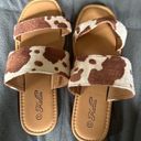 Cow Strappy Sandals Size 8.5 Photo 0