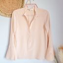 Alexis , 100% Silk Peach Pink Ruffle Flare Scallop Sleeve Blouse Top, XS, 4 6 Photo 1