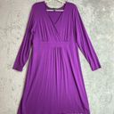 Eileen Fisher  Fuchsia Purple Faux Wrap Jersey Knit Midi Dress Large Photo 1