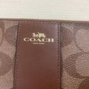 Coach  Wristlet Purse Brown Leather Logo Zipper Handle Strap Small Coin Photo 1