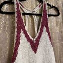 Free People  Ivory Raspberry Cotton Blend Hold On Knit Tunic Tank Top Medium Photo 2