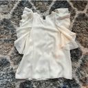 Alexis White  silk butterfly ruffle sleeve blouse top Photo 3