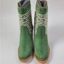 NWT | Cobra Society Green Embroidered Heeled Boots Size 36 Photo 3