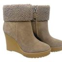 Ralph Lauren NEW LAUREN  Steph Shearling-Cuff Wedge Booties Taupe Size 6.5 Photo 0